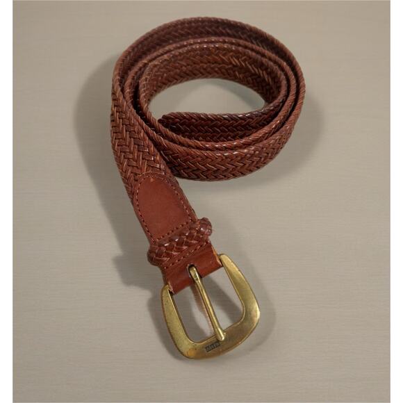 Vintage Ralph Lauren RL 67 Braided Woven Leather Belt Brass Buckle Men’s Size 40 - Picture 1 of 16